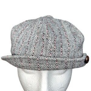 Y2K Vintage Delux Herringbone Grey 56cm newsboy baker boy Gatsby cap hat